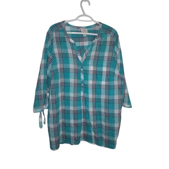 St. John's Bay Tops - St John's bay women's light weight  plus size plaid blouse cotton size 2X